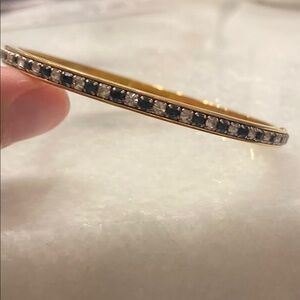 Sapphire and diamond style crystal & gold bangle